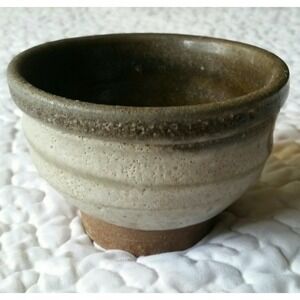 Vintage Clay Art Pottery Handspun 4" Gray Pedestal Bowl Trinket Dish Planter